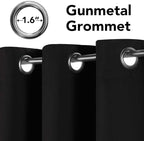 H.VERSAILTEX Black Blackout Curtain Blinds Kitchen Curtains Energy Smart Decoration Thermal Insulated Blackout Curtains for Bedroom/Small Window,2 Panels,Grommet,52 by 63 Inch