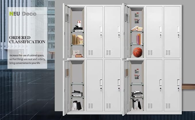 Neudeco Locker Accessories and Decor Kit, Including Mesh Shelf, Organizer, Magnetic Basket and Pen Holder, Suitable for School, Work, Kitchen, Bathroom, (Pack of 4, Grey)