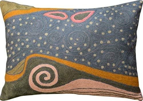 Lumbar Blue Klimt Throw Pillow Cover Art Nouveau Pillowcase Modern Couch Cushion Contemporary Pillowsham Mid Century Chair Farmhouse Cushions Handmade Wool Size 14x20