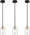 Black Brass Pendant Lights Kitchen Island - Clear Glass Pendant Light Fixture Multiple Stems Rods 3 Units 12 Inch 3 Units 4 Inch (3 Pack Black Brass Downrod)