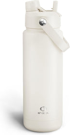 Insulated Water Bottle with Straw Stainless Steel Water Bottle, Leak-Proof, BPA-Free, Double Wall Vacuum Keeps Cold for 24 Hours for Sports, Travel, School (32 oz, Cream Moon)