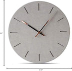 Stephanie Imports Modern Minimalist Concrete Hiding Gray (Numberless Dial) Silent Wall Clock