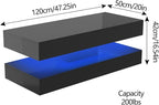 Uspeedy 47.3IN High Glossy LED Coffee Table,Modern Coffee Tables for Living Room,Living Rooms Tables,Large Living Room Furniture,APP LED Lights,Black/White Coffee Table for Livings Room (Black)