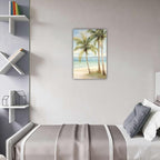 LURENCZH Tropical Beach Canvas Wall Art Seaside Palm Tree Picture Wall Decor Ocean Scenery Painting Prints for Bathroom Decor Framed(Beach-3,16.00" x 24.00")
