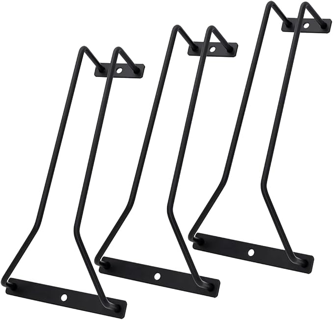 8.8-Inch Wine Glass Rack - Under Cabinet Stemware Wine Glass Holder Glasses Storage Hanger Metal Organizer for Bar Kitchen Black (1 Rows, 3 Pack)