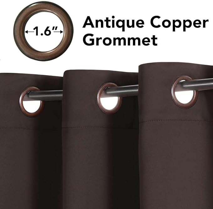 H.VERSAILTEX Blackout Thermal Insulated Curtains for Bedroom/Living Room, 52" Wide x 63" Long Each Panel,Grommet Top (Set of 2 Panels, Chocolate Brown)