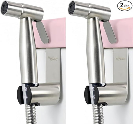 Handheld Bidet Sprayer for Toilet 2 PCS - Bidets for Existing Toilets Adjustable Water Pressure with Bidet Hose for Feminine Wash, Stainless Steel Muslim Shower Jet Spray for Toilet