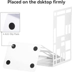Book Ends, Bookends, Book Ends for Shelves, Bookends for Heavy Books, Book Divider Decorative Holder, Metal Heavy Duty Bookend White 1 Pair, Abstract Art Desgin Book Stopper Supports for Office, Home
