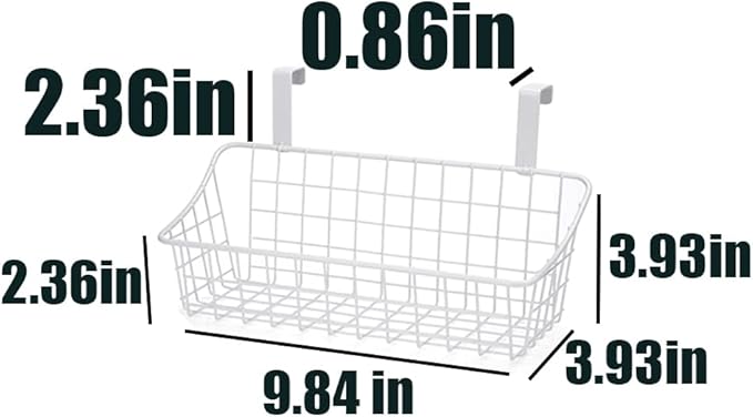 LeleCAT White Basket with hook Grid Storage Basket,Hang it behind a door or on a railing,Over the Cabinet Door,2 Pack