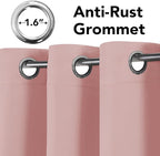 H.VERSAILTEX Blackout Curtains for Bedroom Thermal Insulated Room Darkening Living Room Curtains 72 Inch Long Grommet Privacy Protection Window Curtain Panels/Drapes for Nursery, 2 Panels, Baby Pink