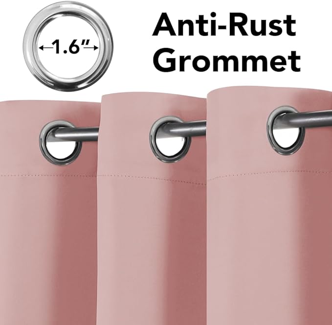 H.VERSAILTEX Blackout Curtains 84 inches Long for Living Room Thermal Insulated Room Darkening Window Treatment Panels Drapes Light Reducing Curtains for Bedroom, 2 Panels, 52" W x 84" L, Baby Pink