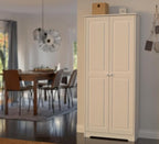 Pantry Cabinet Storage Cabinet with 2 Doors Solid Wood - Adjustable Shelves for Kitchen, Dining Room, or Utility Room Organization