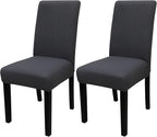 JQinHome Dining Chair Covers Dining Room Chair Slipcovers, 2 Pack High Stretch Removable Washable Parsons Chair Slipcover for Home Party Hotel Wedding Ceremony (Grey)