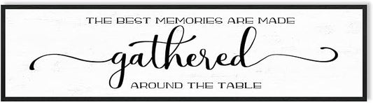 The Best Memories Are Made Gathered Around The Table Wall Decor: Farmhouse Kitchen Wall Art Framed Large Rustic Kitchen Sign Modern Dining Room Wall Decor Hanging Wall Plaques 12"x40"