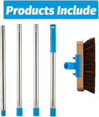 Heavy Duty Deck Brush with Long Handle - 60" Floor Scrub Brush with Stiff Natural Palmyra Bristles, Outdoor Scrubber Brushes for Cleaning Rough Surface, Concrete Floor, Patio, Garden, Sidewalk