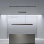 JAYMP Minimalist Linear Pendant Light Dimmable LED Modern Chandelier Dining Room Island Light Restaurant Cafe Bar Office Hanging Lamp Black 57"