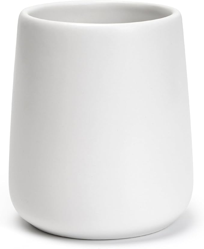 Bathroom Tumbler Cup Ceramic 13.5oz Reusable Toothbrush Cup 400ml, Toothbrush Holder Adequate for Your Bathroom (White)