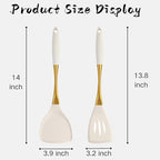 Heat-Resistant Silicone Kitchen Spatula Set – Non-Toxic Cooking Utensils with Solid & Slotted Designs –Food Grade Silicone and Stainless Steel Handles –Ideal for Nonstick Cookware, Gold