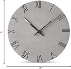 Stephanie Imports Modern Minimalist Concrete Hiding Gray Silent Wall Clock (Roman Numerals)