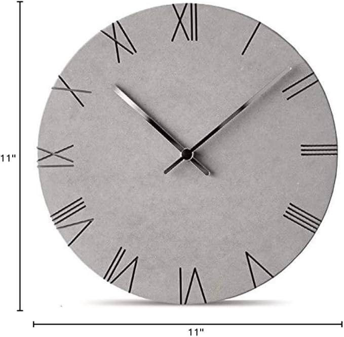Stephanie Imports Modern Minimalist Concrete Hiding Gray Silent Wall Clock (Roman Numerals)
