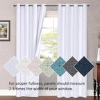 H.VERSAILTEX White Curtains 84 inches Long for Living Room Thermal Insulated Room Darkening Window Treatment Panels Drapes Light Reducing Curtains for Bedroom, 2 Panels, 52" W x 84" L, White