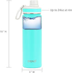 DRINCO Stainless Steel Water Bottle Spout Lid Vacuum Insulated Double Wall Water Bottle Wide Mouth (40oz 32oz 22oz 18oz 14oz) Leak Proof Keep Cold Sport Camping Hiking (22 oz, 22oz Teal)