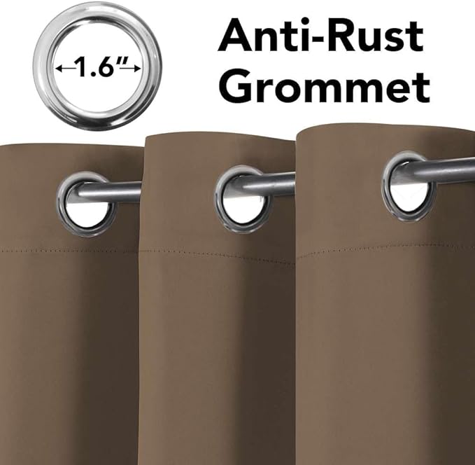 H.VERSAILTEX Blackout Curtains for Bedroom Thermal Insulated Room Darkening Living Room Curtains 84 Inch Long Grommet Privacy Protection Window Curtain Panels/Drapes for Nursery, 2 Panels, Macchiato