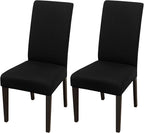 JQinHome Dining Chair Covers Dining Room Chair Slipcovers, 2 Pack High Stretch Removable Washable Parsons Chair Slipcover for Home Party Hotel Wedding Ceremony (Black)