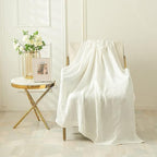 EMME Cotton Blanket for Couch Breathable Gauze All Season Soft and Lightweight Muslin White Throw Blankets for Adults (White, 50"x70")