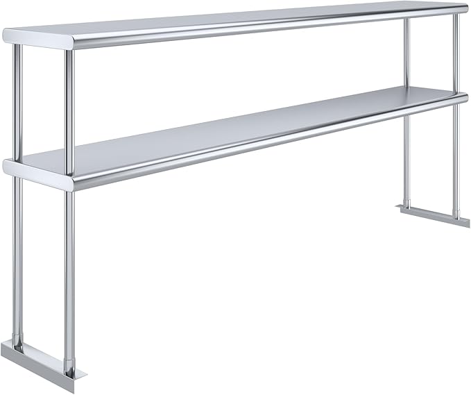 AmGood Double OverShelf Stainless Steel NSF - Many (72" Long x 12" Deep)