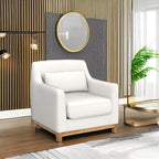 Extra Deep Accent Chair, Fabric Upholstered Comfy Reading Armchair for Living Room, Bedroom Single Seat Sofa Chair with Wood Base, Lamb Fabric