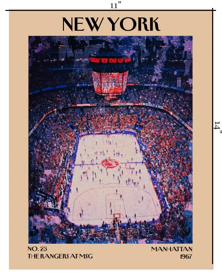 Retro Vintage New York Wall Art Print - 11x14 Unframed Poster - New York City Souvenirs, Cute Trendy Colorful Wall Decor (The Rangers at MSG, 11x14")