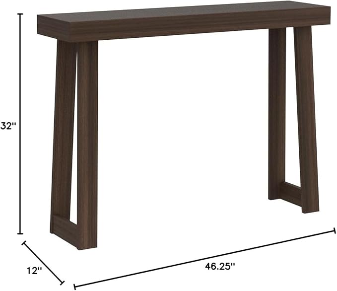 Plank+Beam Solid Wood Console Table, 46.25 Inch, Sofa Table, Narrow Entryway Table for Hallway, Behind The Couch, Living Room, Foyer, Easy Assembly, Walnut