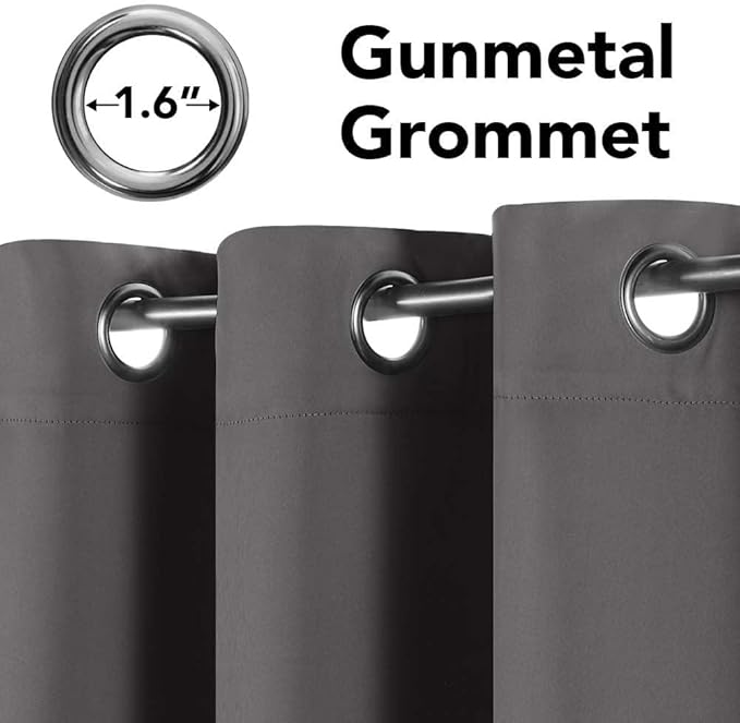 H.VERSAILTEX Charcoal Gray Blackout Curtain Panels for Bedroom Kitchen Curtains Blackout Room Darkening Curtains Window Panel Drapes for Basement - 2 Panels - 52 inch Wide by 84 inch Long, Grommet Top