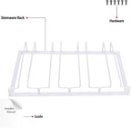Wine Glass Rack - Under Cabinet Stemware Wine Glass Holder Glasses Storage Hanger 2 Pack Metal Organizer for Bar Kitchen 4 Rows White