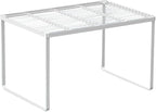 Kitchen Cabinet Storage Shelf Stackable Wire Spice Rack Organizer Heavy Duty Space Saver for Bathroom Bedroom Closet Laundry Room Office Countertop - White, Pack 1