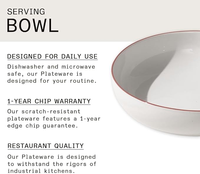 Made In Cookware - Serving Bowl - White With Red Rim - Porcelain England