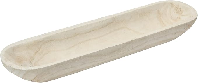 Creative Co-Op Decorative Paulownia Wood Tray, White