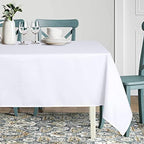 sancua Rectangle Tablecloth - 90 x 132 Inch - Water Resistant Spill Proof Washable Polyester Table Cloth, Decorative Fabric Table Cover for Dining Tables, Buffet Parties and Camping, White