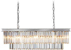 L39.4 Chrome Rectangle Modern Crystal Chandeliers Lighting Rectangular Pendant Ceiling Lights Fixture Lamp for Dining Living Room