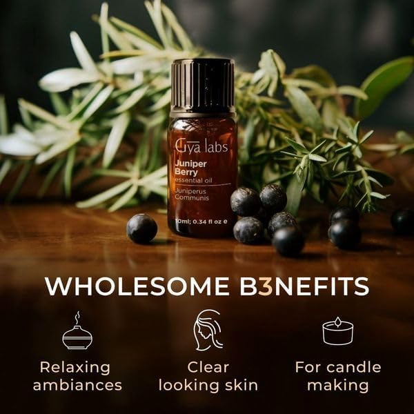 Gya Labs Juniper Berry Essential Oil for Diffuser - 0.34 Fl Oz - 100% Pure Natural Juniper Essential Oil for Skin & Candle Making Scent