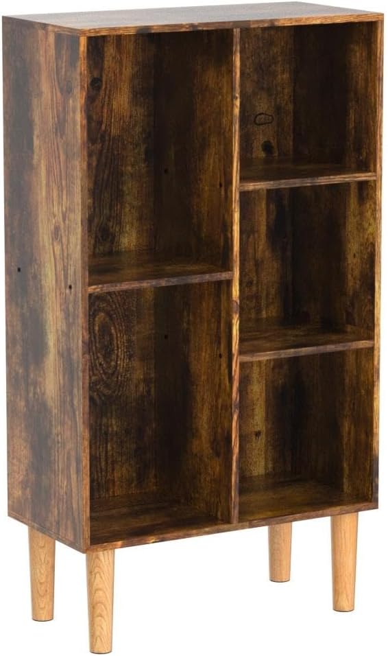 LEYAOYAO 5 Cube Small Bookshelf - 3 Tier Mid-Century
