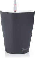 Dexceder 6x7 Self Watering Planter Indoor Outdoor, Matte Table Flower Plant Pot with Water Level Indicator (Slate Gray)