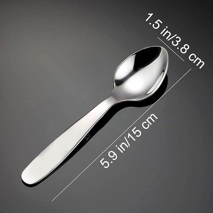 VANRA Premium 18/8 Stainless Steel Children Cutlery Set 5.9-inch Kids Dinner Spoons Set 4 Pieces Silverware Flatware Utensil Set for Home School (4 Spoons)