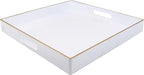 Spsyrine Decorative Tray, 13" Plastic Square Coffee Table Tray with Handles for Living Room, Ottoman, Bathroom Decor