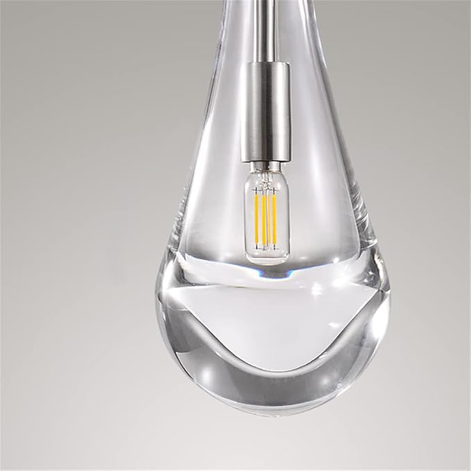 Raindrop Pendant Lights Set of 3, Modern Pendant Lights Kitchen Island 3 Pack, Brushed Nickel Island Light, Pendant Light for Bedroom Bathroom, Chandelier for Living Room Hallway