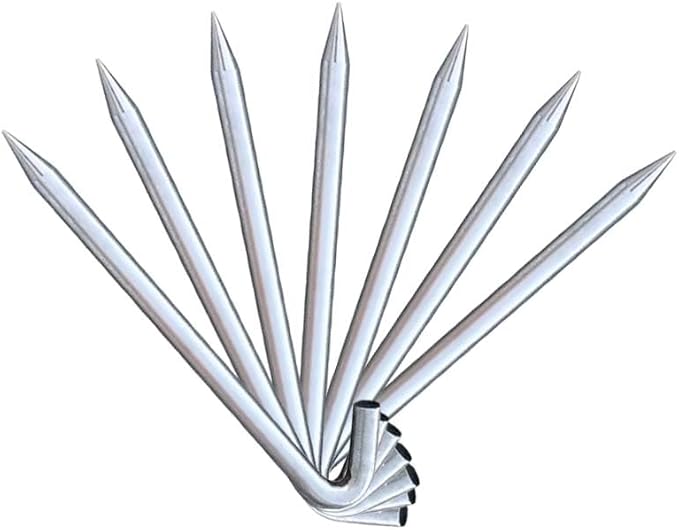 Moose Supply Steel Tent Stakes Heavy Duty Ground Stake, Metal Stakes to Anchor Commercial Inflatables, Outdoor Camping Canopy, Fence, Garden Tent Accessories, 1" Diameter x 18" Length, 10 Pack
