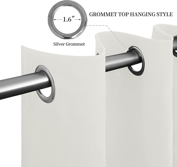 Easy-Going Blackout Curtains for Bedroom, Solid Thermal Insulated Grommet and Noise Reduction Window Drapes, Room Darkening Curtains for Living Room, 2 Panels (52x108 in,Ivory)