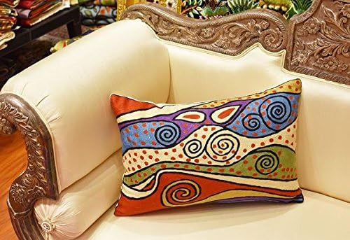 Lumbar Rust Klimt Contemporary Throw Pillows | Modern Pillow Cases | Abstract Pillows | Modern Accent Pillow | Rust Mid Century Chair Cushions | Handmade Cushion | Wool Size 14x20