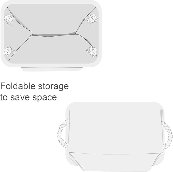 TheWarmHome Decorative Basket for Organizing - Medium-1Pack 13.8L*9.8W*6.7H Rectangular Fabric Storage Bin Organizer Basket with Handles for Clothes (White)